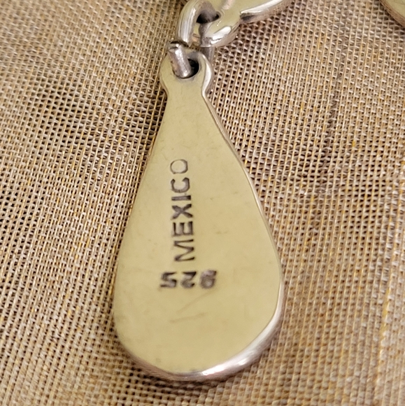 Vintage 925 Sterling Silver Mexico, Malachite Earrings - Picture 4 of 7